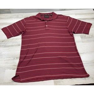 Austin Golf Tour Collection Mens Polo Shirt Medium Maroon with Stripes